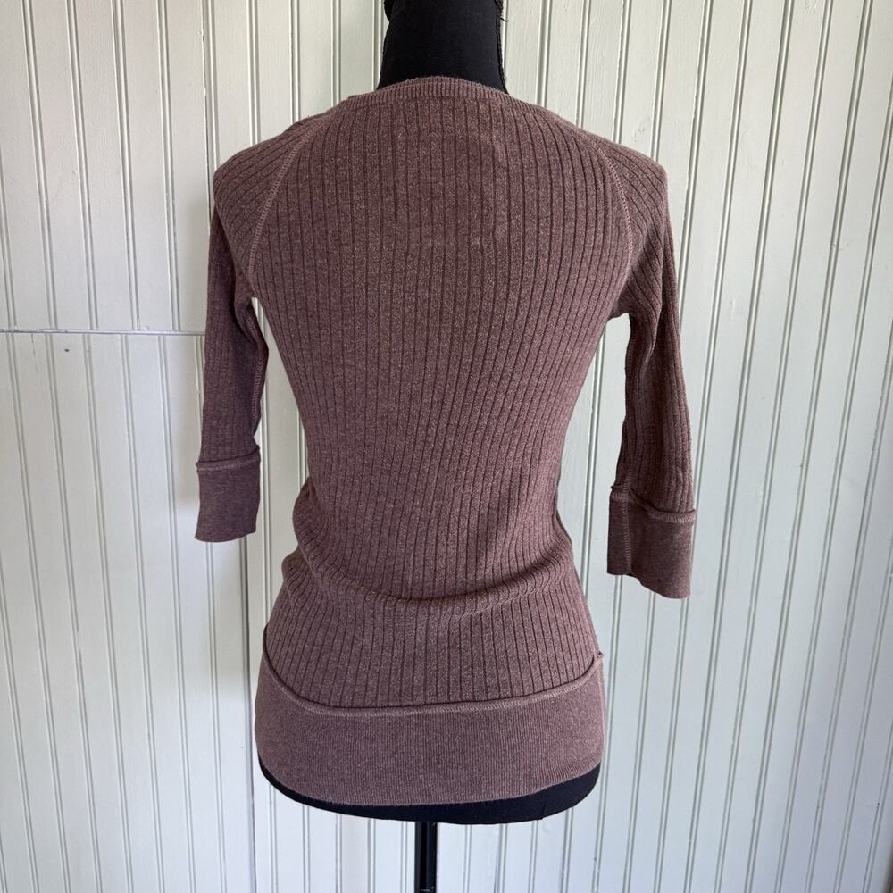 Mossimo Y2k Womens Size M Ivory Long Fitted Ribbed Henley Top Bella Swan Elena - Picture 3 of 4
